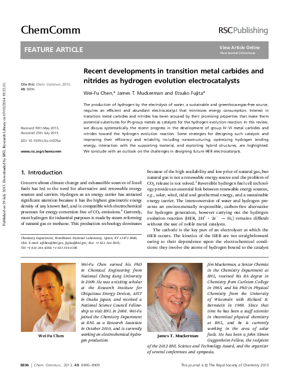 (PDF) Recent developments in transition metal carbides and nitrides as ...