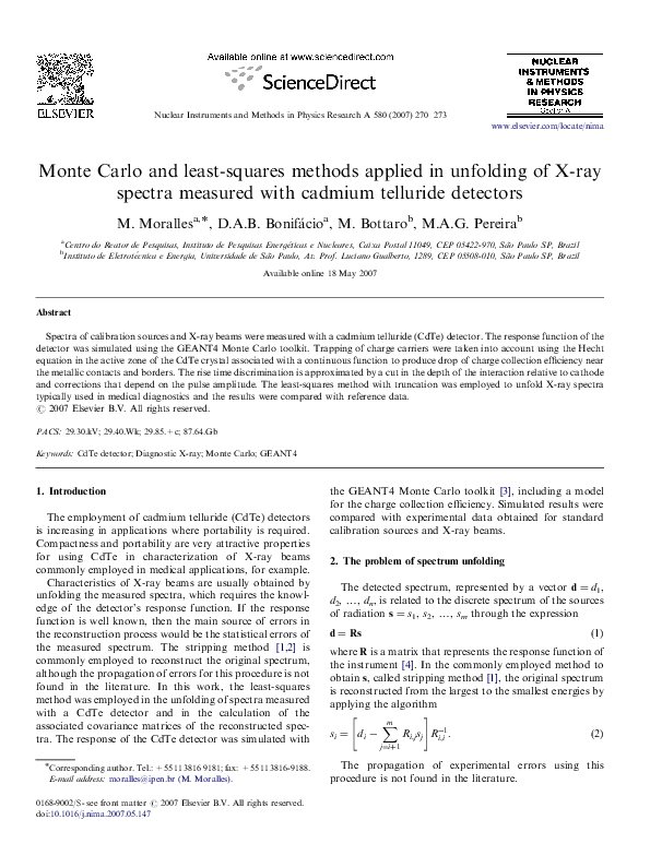 (PDF) Monte Carlo and least-squares methods applied in unfolding of X ...