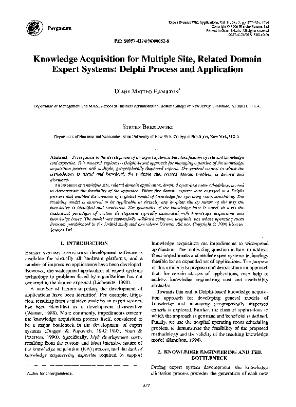 (PDF) Knowledge acquisition for multiple site, related domain expert ...