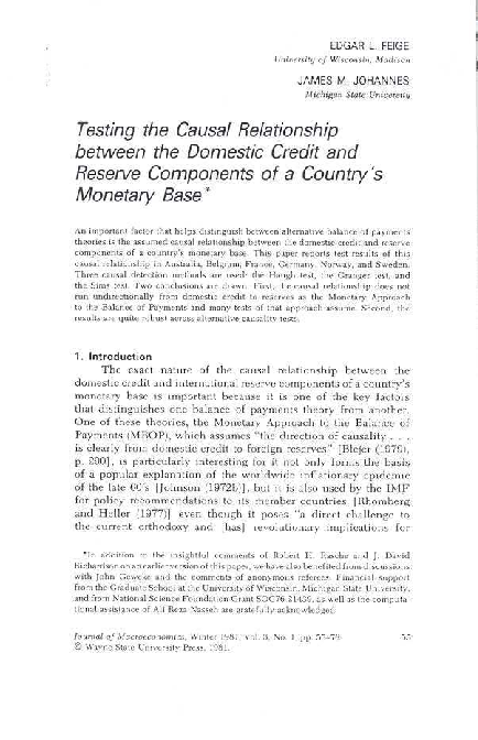 (PDF) "Testing the causal relationship between the domestic credit and ...