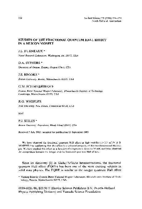 (PDF) Studies of the fractional quantum Hall effect in a silicon MOSFET