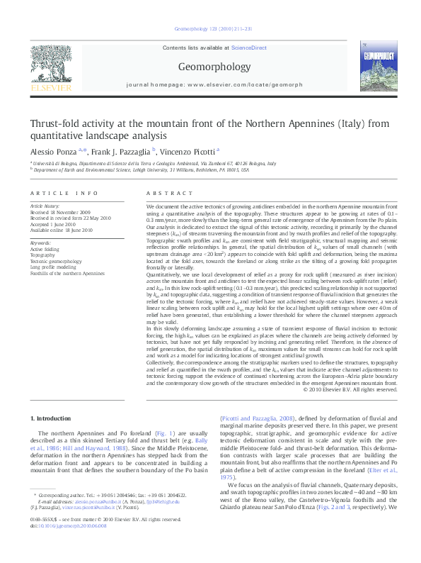 (PDF) Thrust-fold activity at the mountain front of the Northern ...