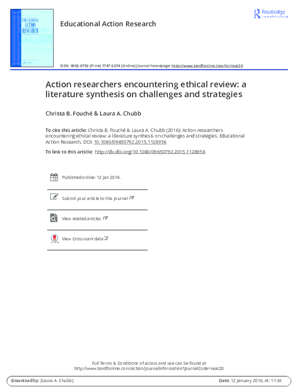 (PDF) Action researchers encountering ethical review: a literature ...