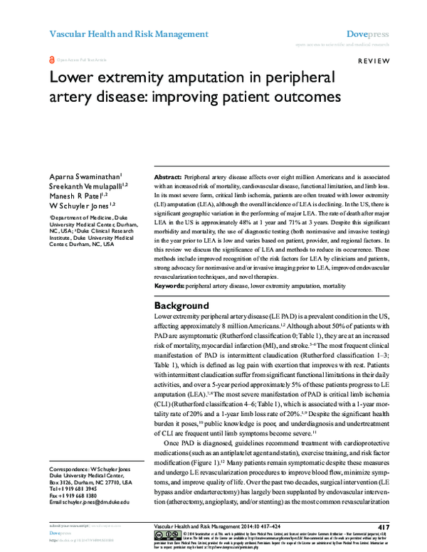 (PDF) Lower extremity amputation in peripheral artery disease ...