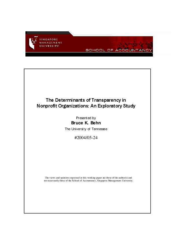 (PDF) The determinants of transparency in nonprofit organizations: An ...