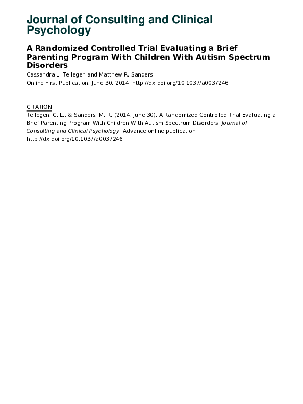 (PDF) A randomized controlled trial evaluating a brief parenting ...