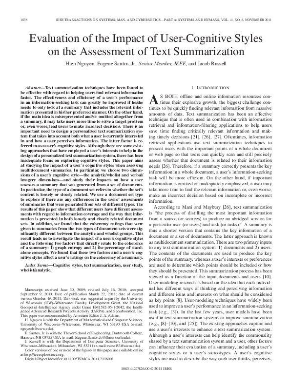 (PDF) Evaluation of the Impact of User-Cognitive Styles on the ...