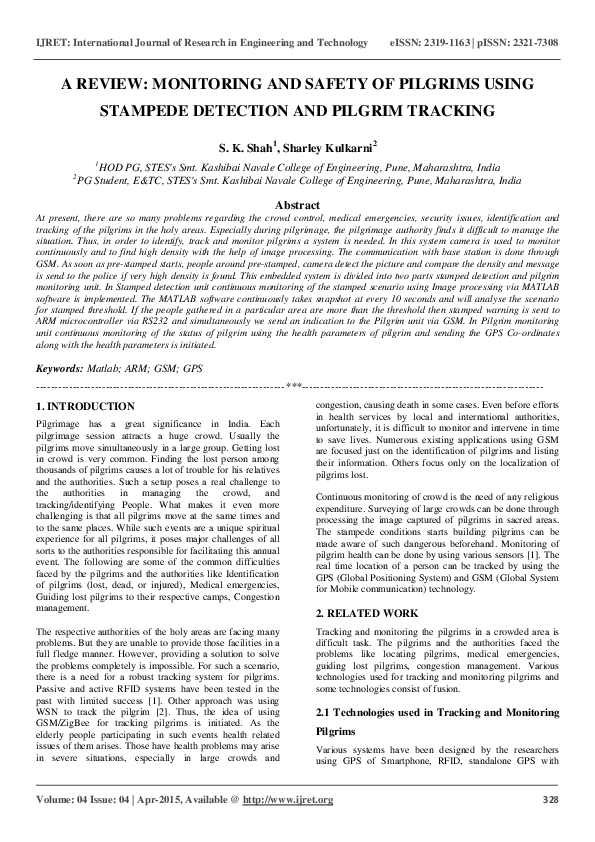 (PDF) A REVIEW MONITORING AND SAFETY OF PILGRIMS USING STAMPEDE