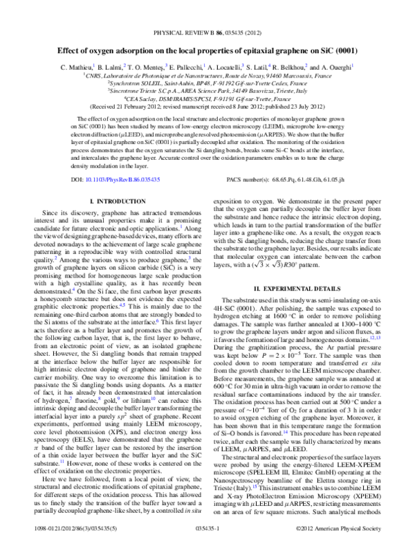 (PDF) Effect of oxygen adsorption on the local properties of epitaxial ...