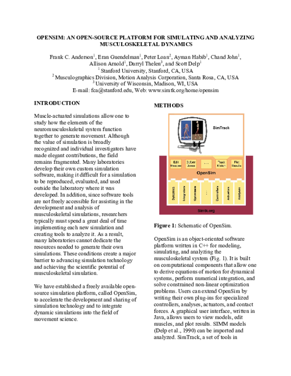(PDF) OPENSIM: AN OPEN-SOURCE PLATFORM FOR SIMULATING AND ANALYZING ...