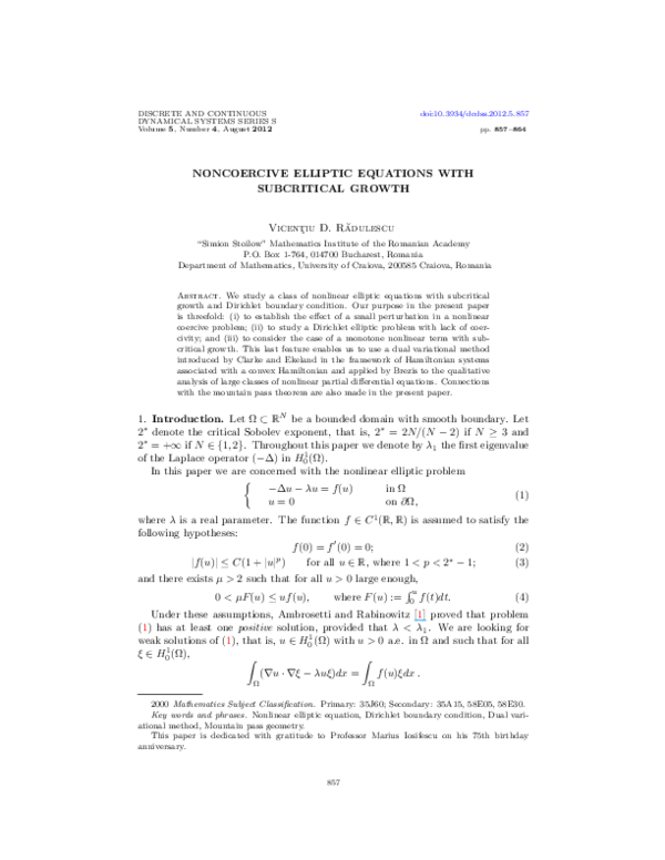 (PDF) Noncoercive elliptic equations with subcritical growth