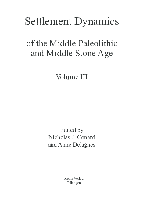 (PDF) Settlement Dynamics of the Middle Paleolithic and Middle Stone Age