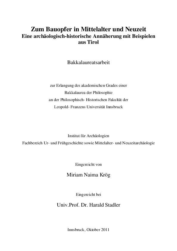 Pdf Zum Bauopfer Nicht Nur In Mittelalter Und Neuzeit Eine