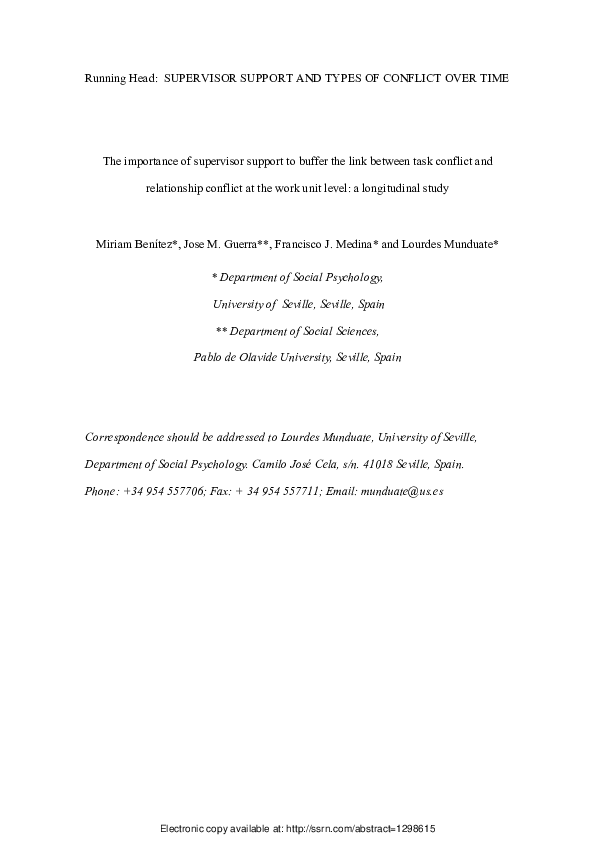 (PDF) The Importance of Supervisor Support to Buffer the Link between ...