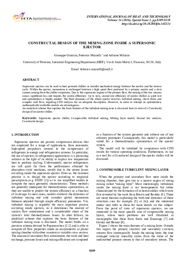 (PDF) CONSTRUCTAL DESIGN OF THE MIXING ZONE INSIDE A SUPERSONIC EJECTOR