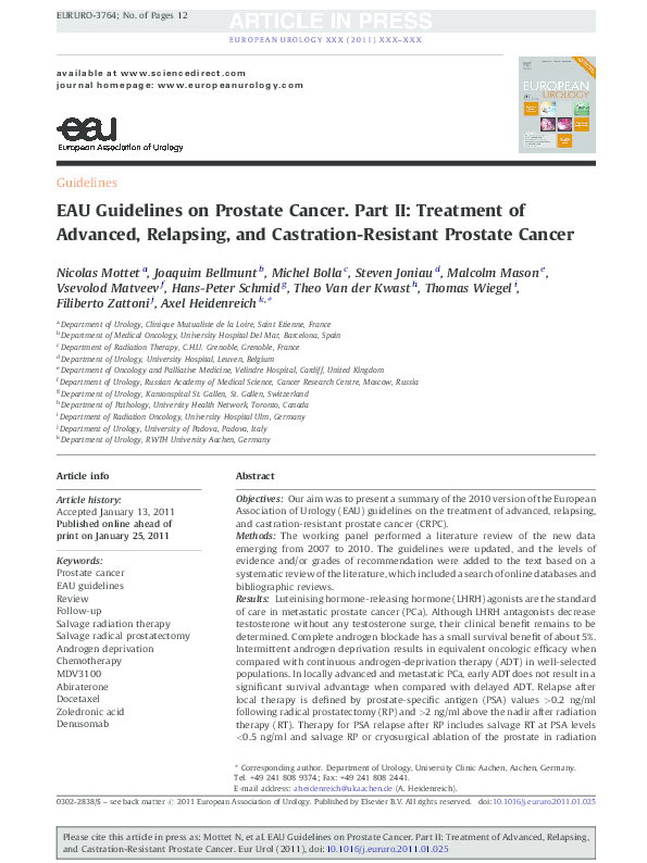 (PDF) EAU guidelines on prostate cancer. Part II Treatment of advanced