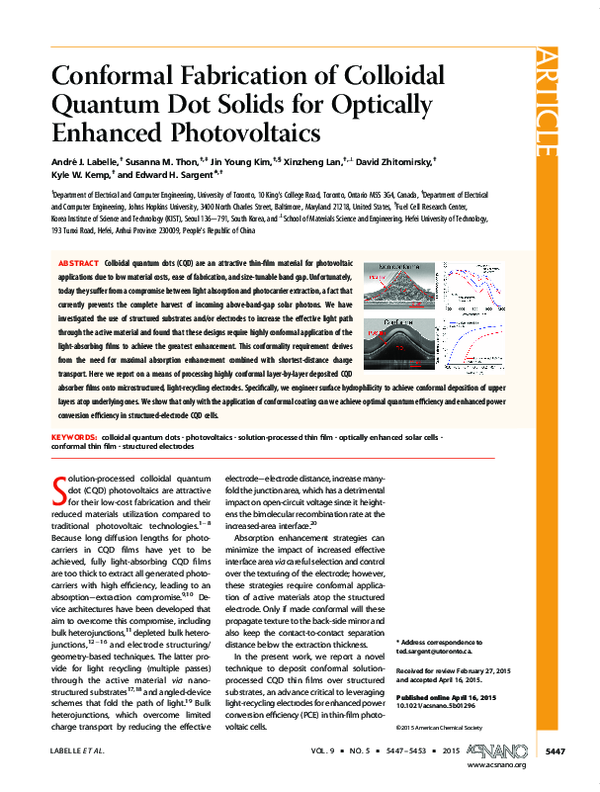 (PDF) Conformal Fabrication of Colloidal Quantum Dot Solids for ...