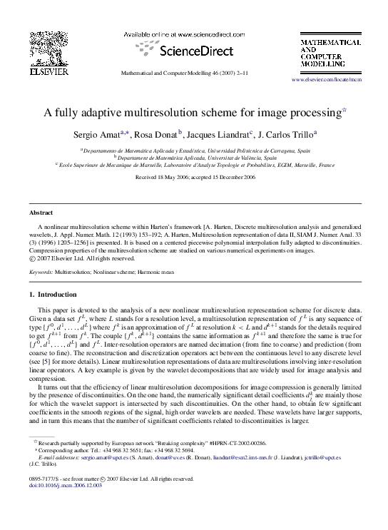 (PDF) A fully adaptive multiresolution scheme for image processing