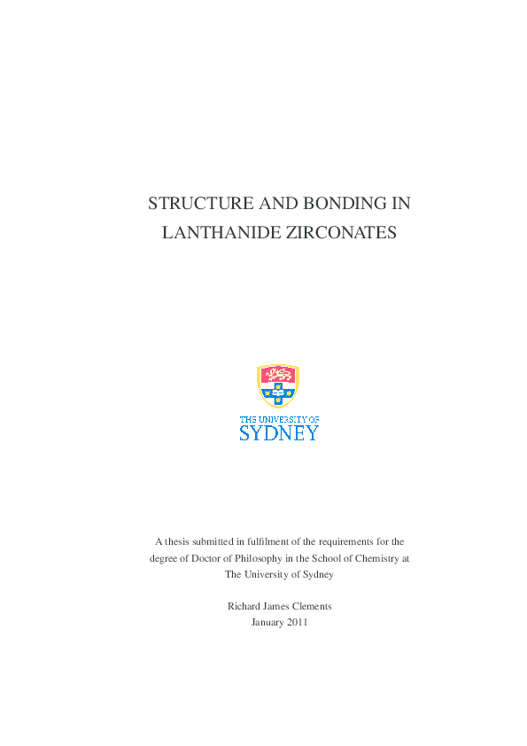 ♥ PDF) Structure and Bonding in Lanthanide Zirconates