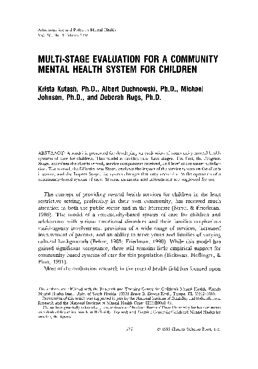 (PDF) Multi-stage evaluation for a community mental health system for ...