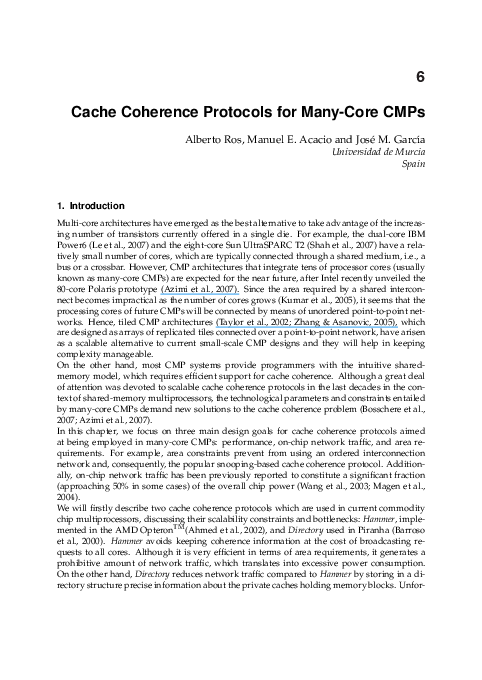 (PDF) Cache Coherence Protocols for Many-Core CMPs