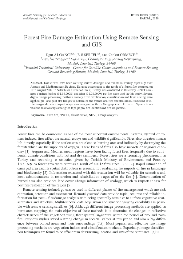 (PDF) Forest Fire Damage Estimation Using Remote Sensing and GIS