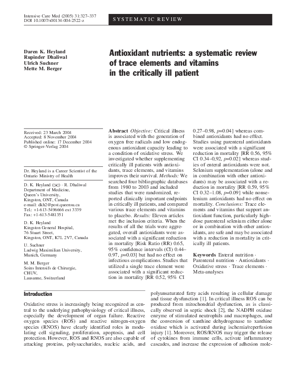 (PDF) Antioxidant nutrients a systematic review of trace elements and