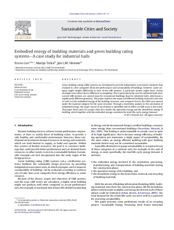 Picture of (PDF) Embodied energy of building materials and green building rating ...
