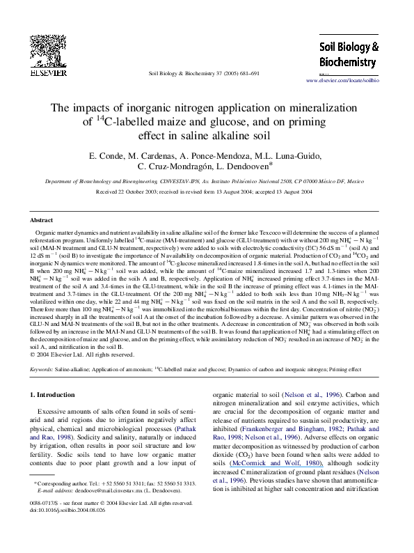 (PDF) The impacts of nitrogen application on mineralization