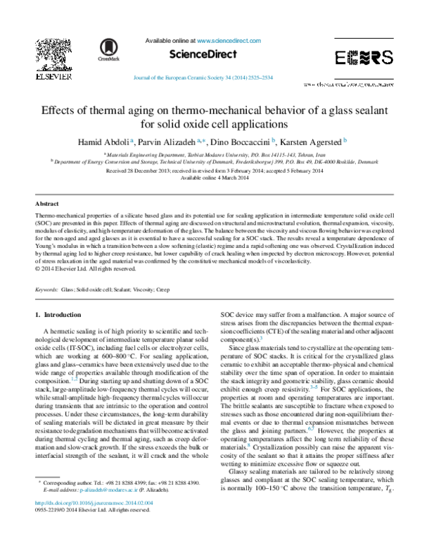 (PDF) Effects of thermal aging on thermo-mechanical behavior of a glass ...