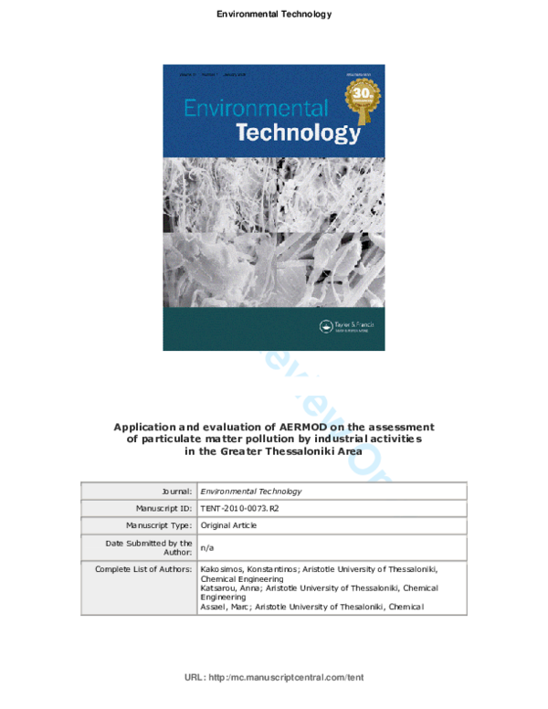 (PDF) Application and evaluation of AERMOD on the assessment of ...