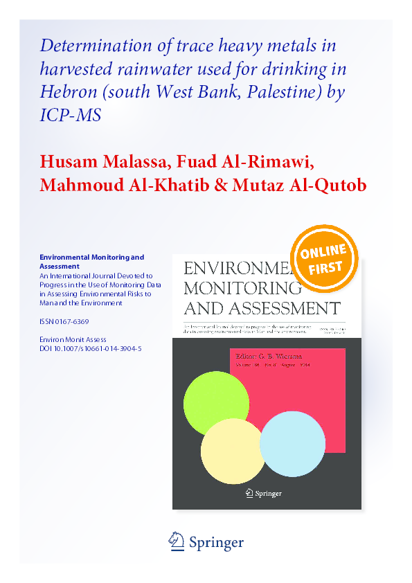 (PDF) Determination of trace heavy metals in harvested rainwater used ...