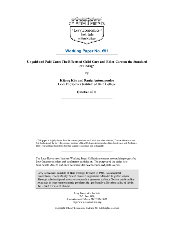 (PDF) Unpaid and Paid Care: The Effects of Child Care and Elder Care on ...
