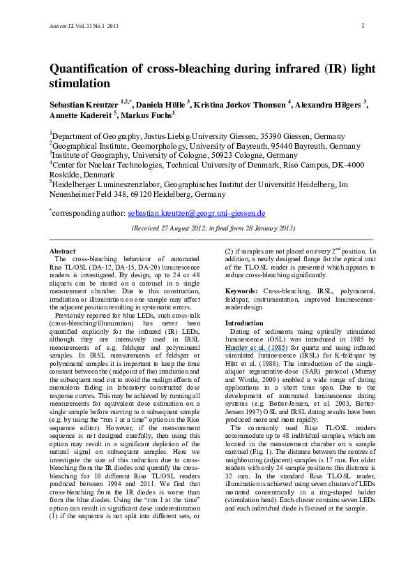 (PDF) Quantification of cross-bleaching during infrared (IR) light ...