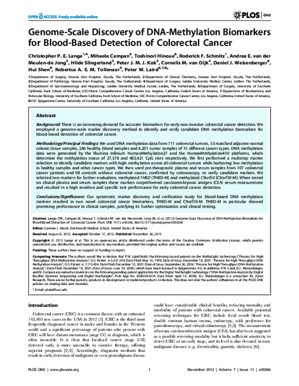 (PDF) Genome-scale discovery of DNA-methylation biomarkers for blood ...