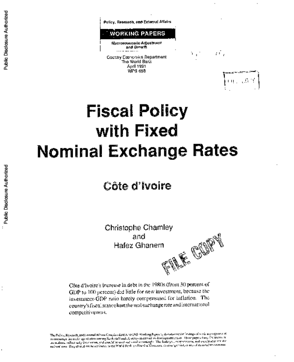 (PDF) Cote d'Ivoire Fiscal policy with fixed nominal exchange rates