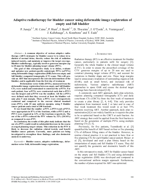 (PDF) Adaptive radiotherapy for bladder cancer using deformable image ...