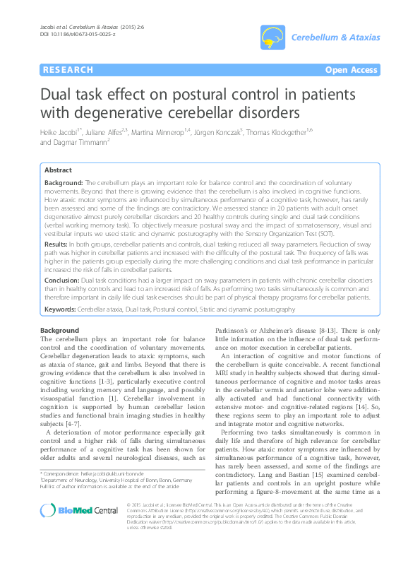 (PDF) Dual task effect on postural control in patients with ...