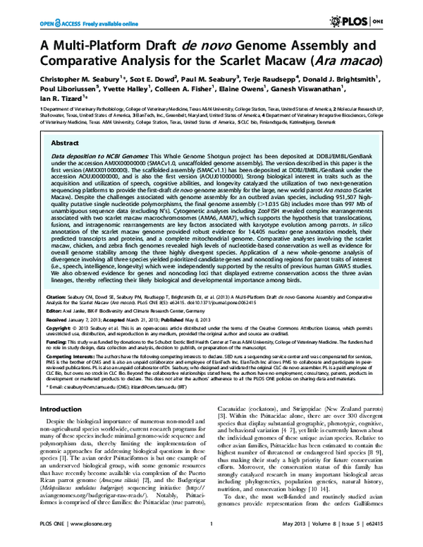 (PDF) A Multi-Platform Draft de novo Genome Assembly and Comparative ...