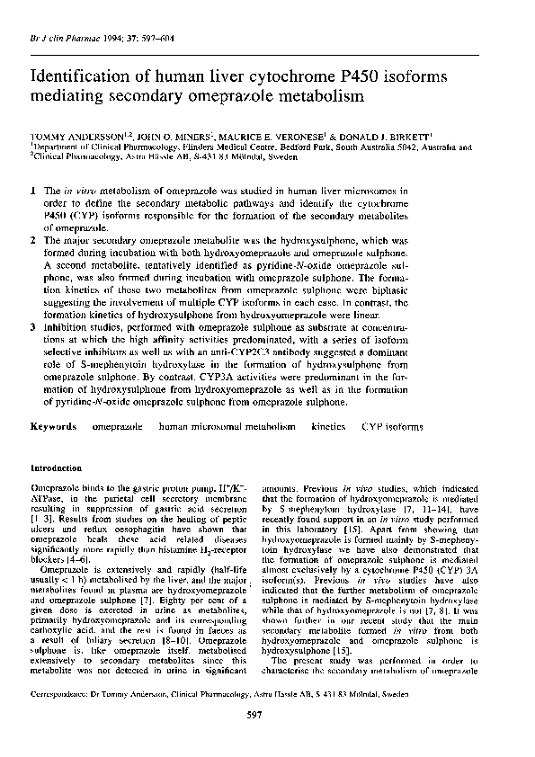 (PDF) Identification of human liver cytochrome P450 isoforms mediating ...