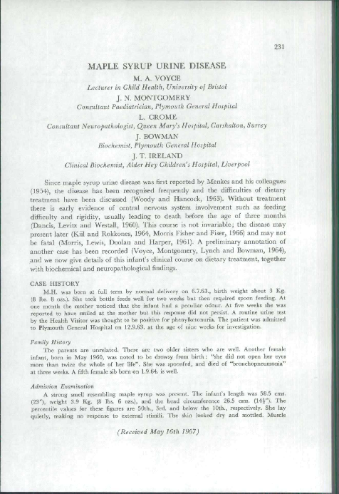 (PDF) MAPLE SYRUP URINE DISEASE