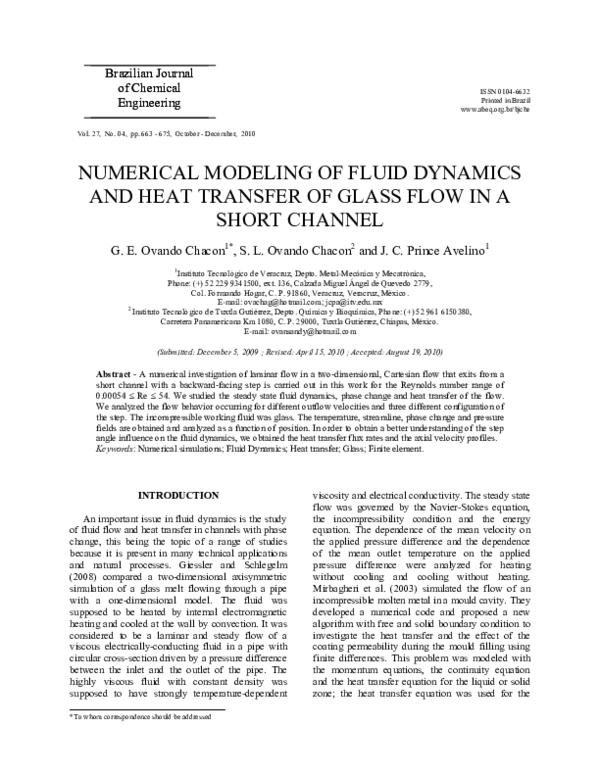 (PDF) Numerical modeling of fluid dynamics and heat transfer of glass ...