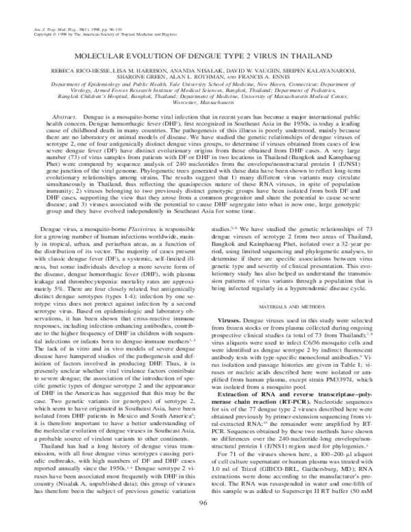 (PDF) Molecular evolution of dengue type 2 virus in Thailand