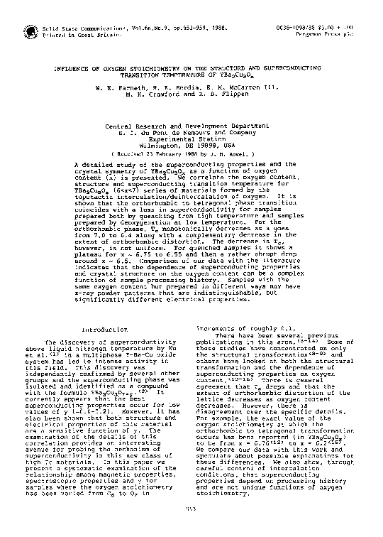 (PDF) Influence of the oxygen stoichiometry on the structural and ...