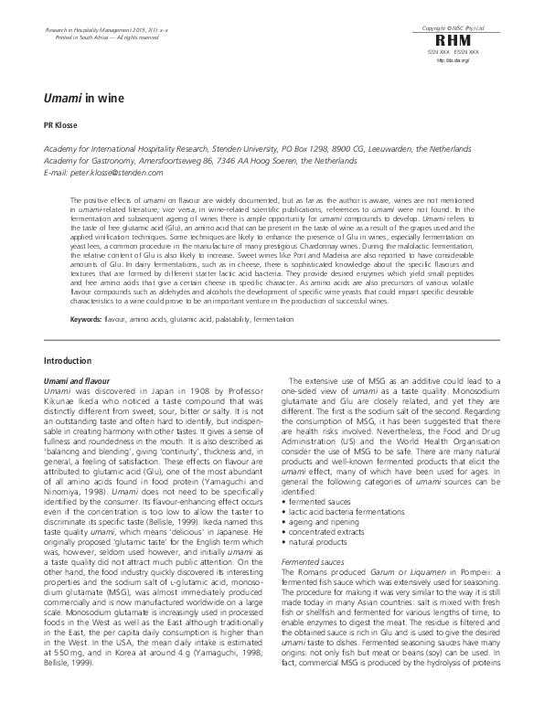 (PDF) Umami in Wine