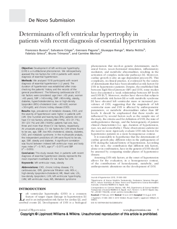 (PDF) Determinants of left ventricular hypertrophy and function in ...