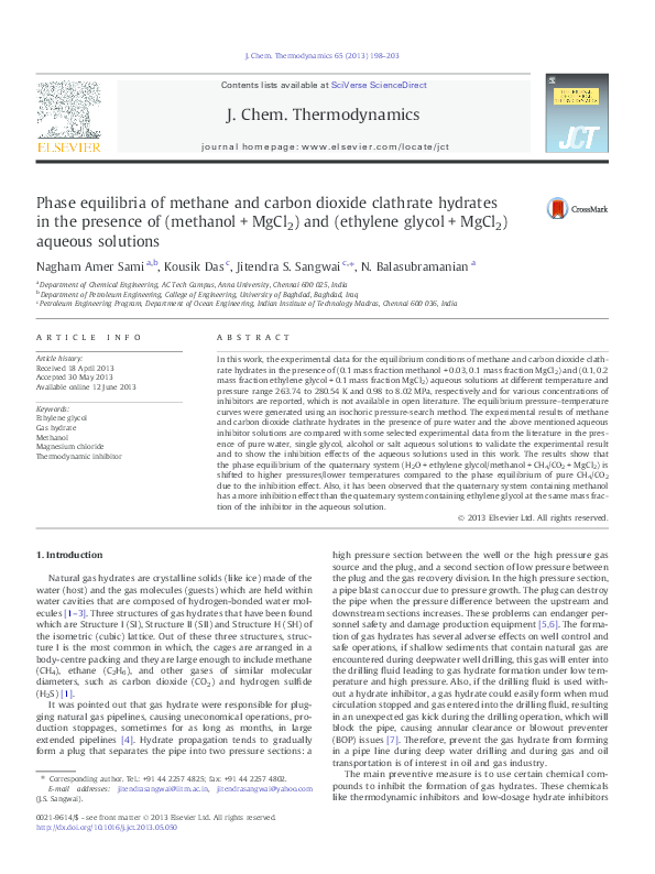 (PDF) Phase equilibria of methane and carbon dioxide hydrates in the ...