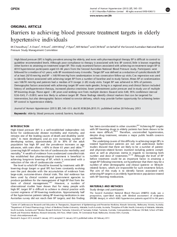 (PDF) Second Australian national blood pressure study (ANBP2 ...