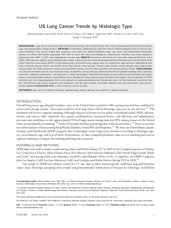 (PDF) US lung cancer trends by histologic type David Check Academia.edu
