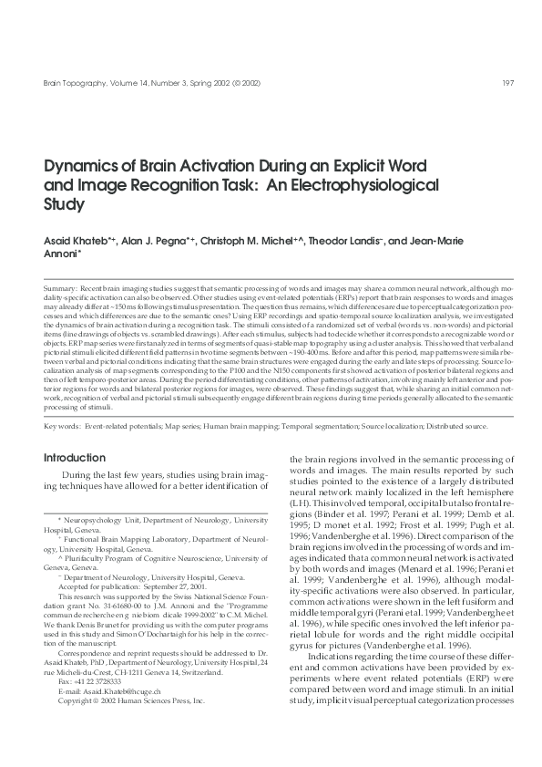 (PDF) Dynamics of brain activation during a word and image recognition ...